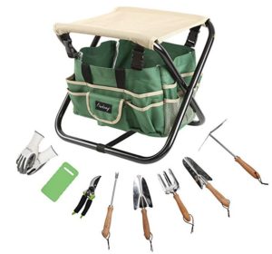 finnhomy 10 piece all-in-one garden tool set garden folding stool seat