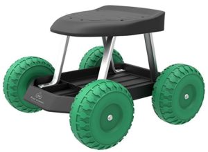 pure garden garden cart rolling scooter with seat and tool tray