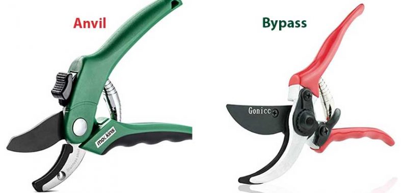 difference between anvil and bypass secateurs