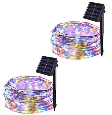JMEXSUSS 2 Pack Solar String Lights