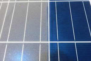 Half solar panel clean Half dirty