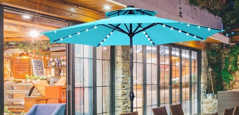 best patio umbrella with solar lights